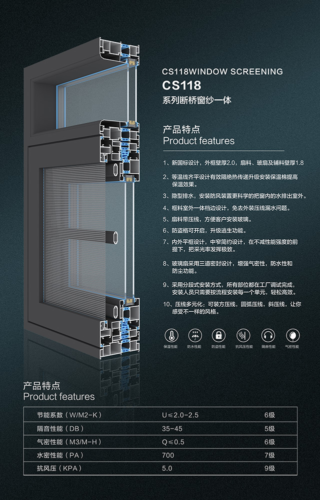 CS118断桥窗纱一体